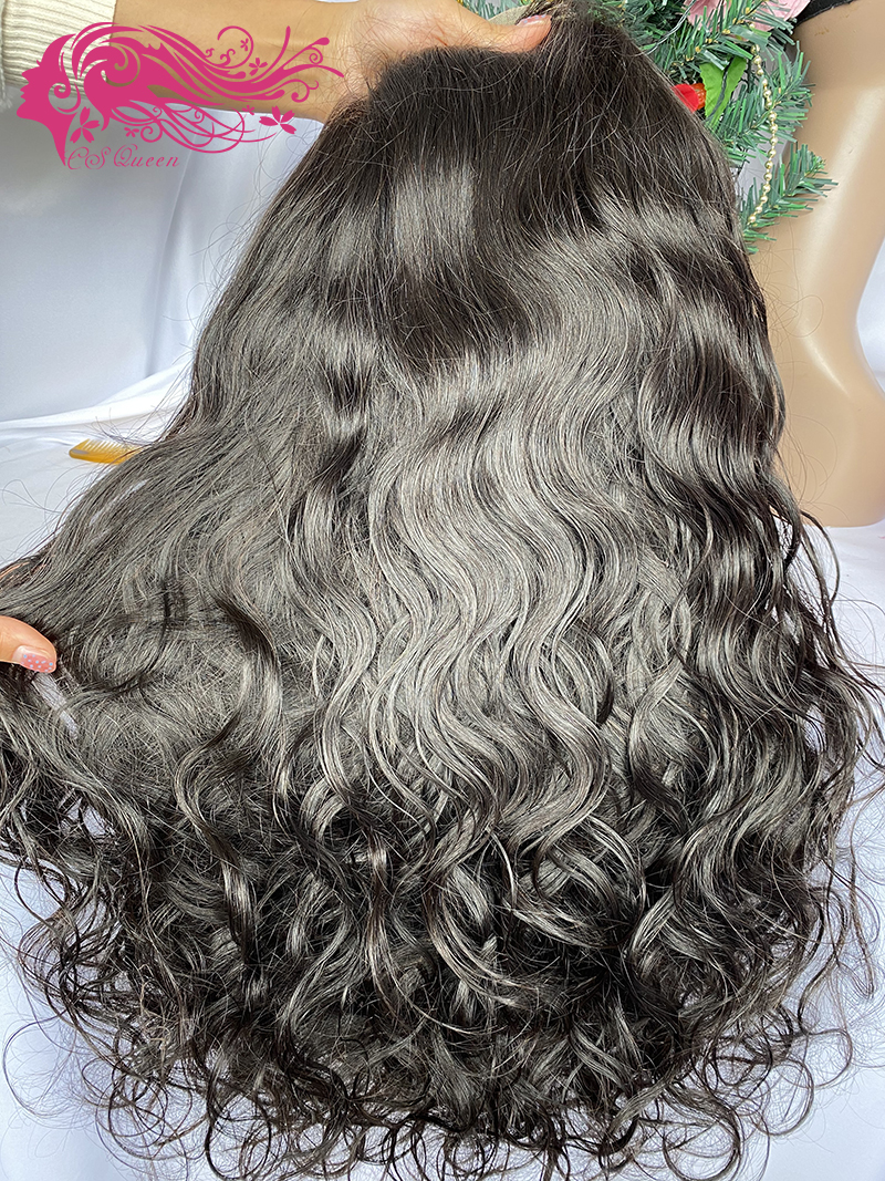 Csqueen Raw Light Wave 2*6 Transparent Lace Closure Wig real hair wigs 150%density - Click Image to Close